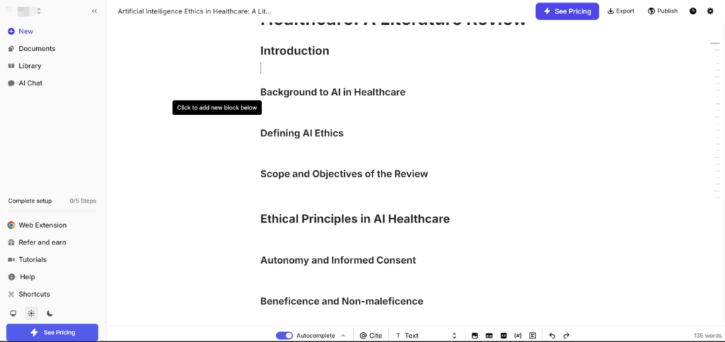 Jenni AI: Generate Outline