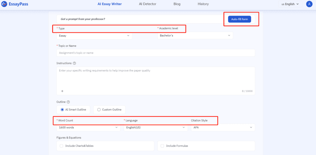 Essaypass: Fill the form