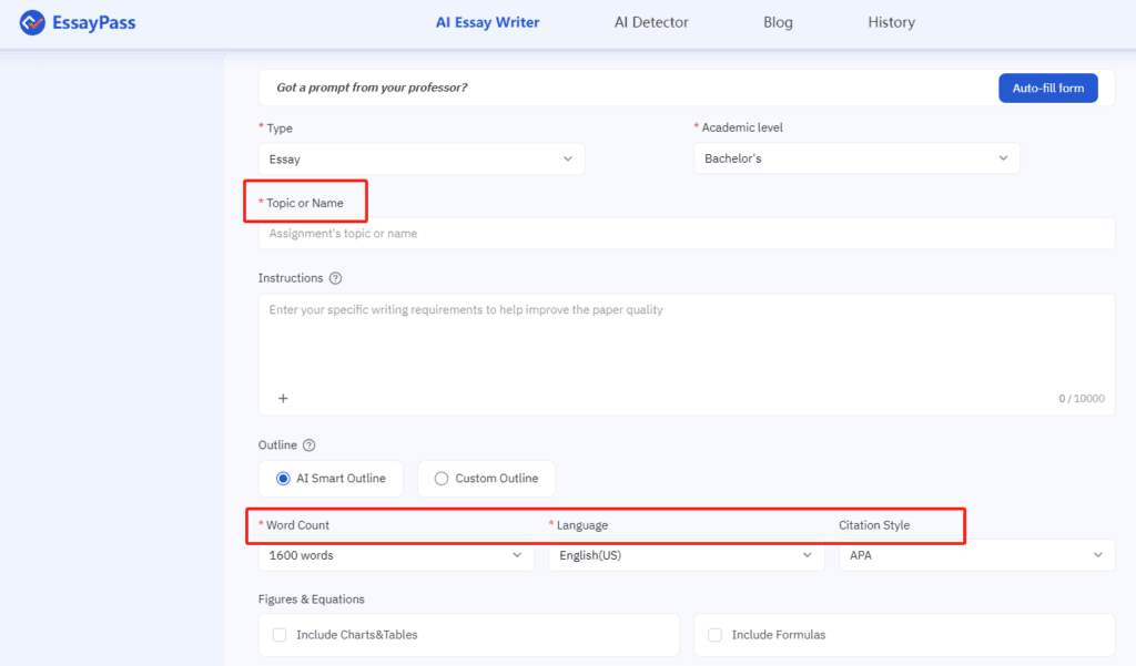 Essaypass:Fill the form