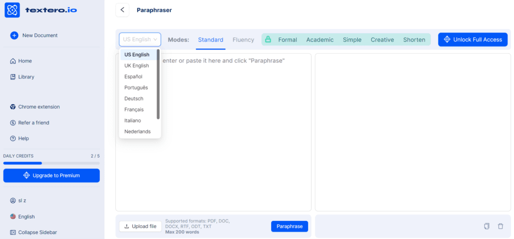 Textero: Paraphrasing