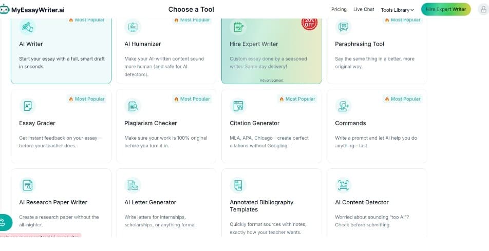 MyEssayWriter: Choose a tool