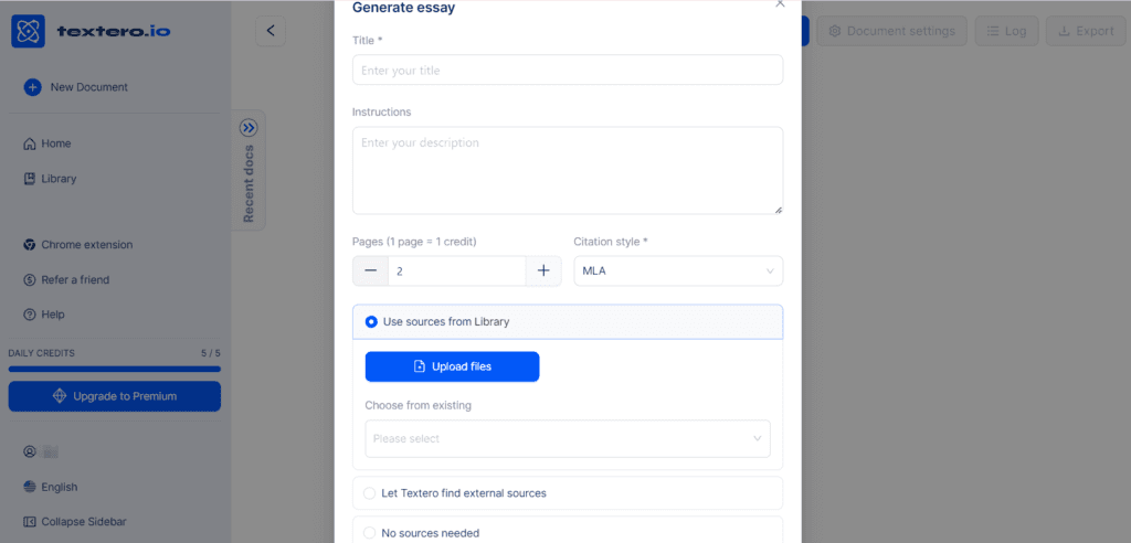 Textero: Generate essay